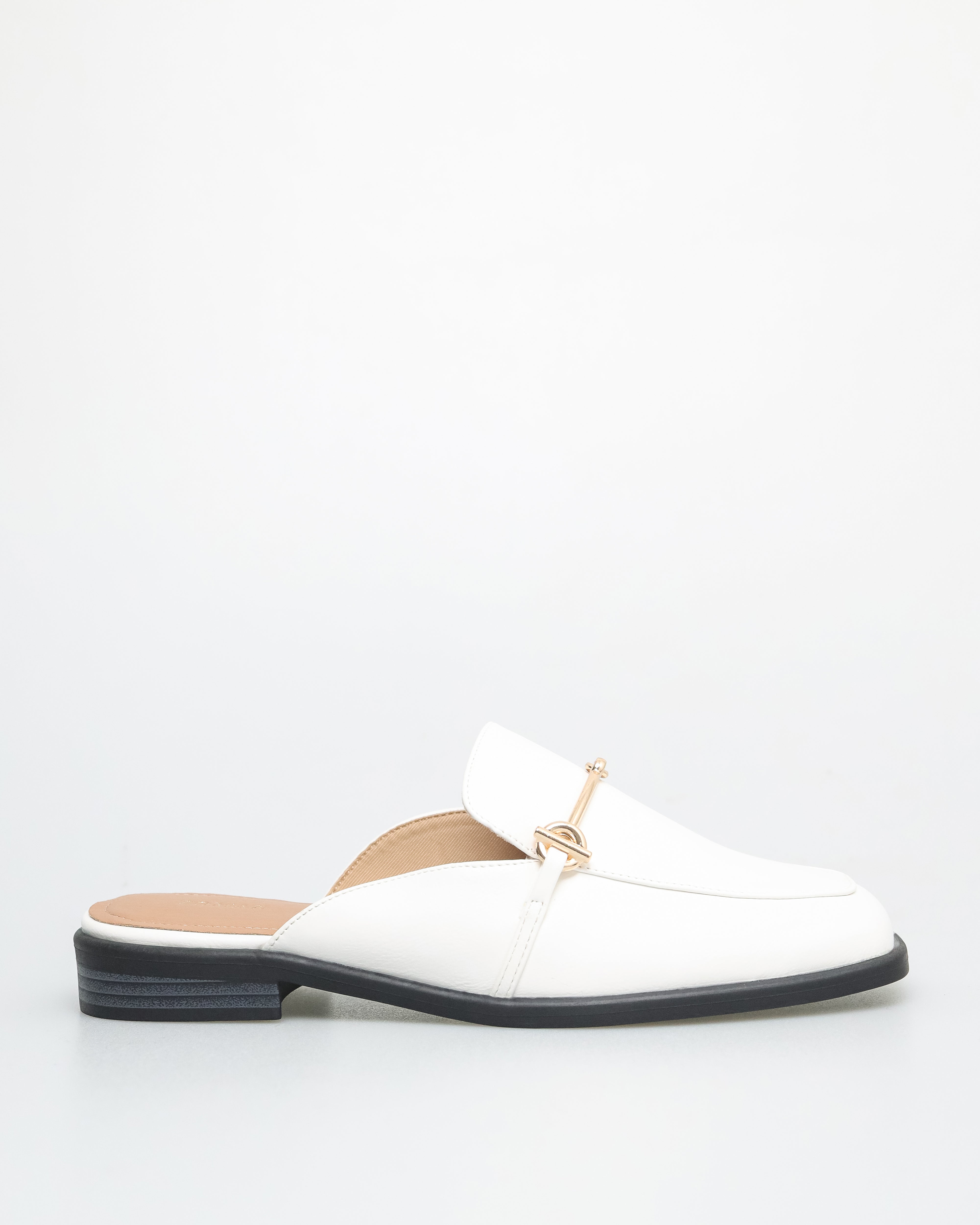 Tomaz FL061 Ladies Buckle Mules (White)