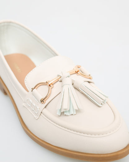 Tomaz FL062 Ladies Tassel Loafers (Cream)