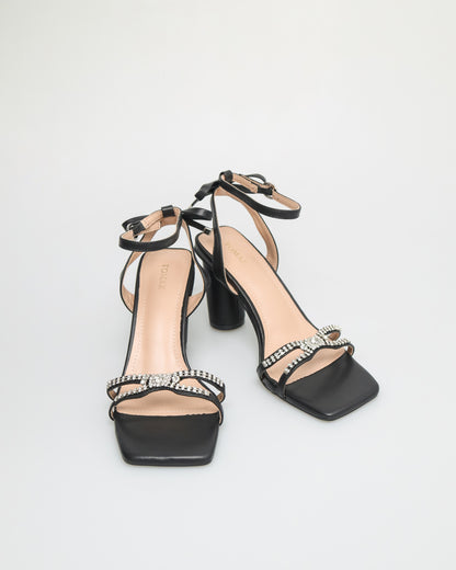 Tomaz FL075 Ladies Gemstones Strappy Heels (Black)