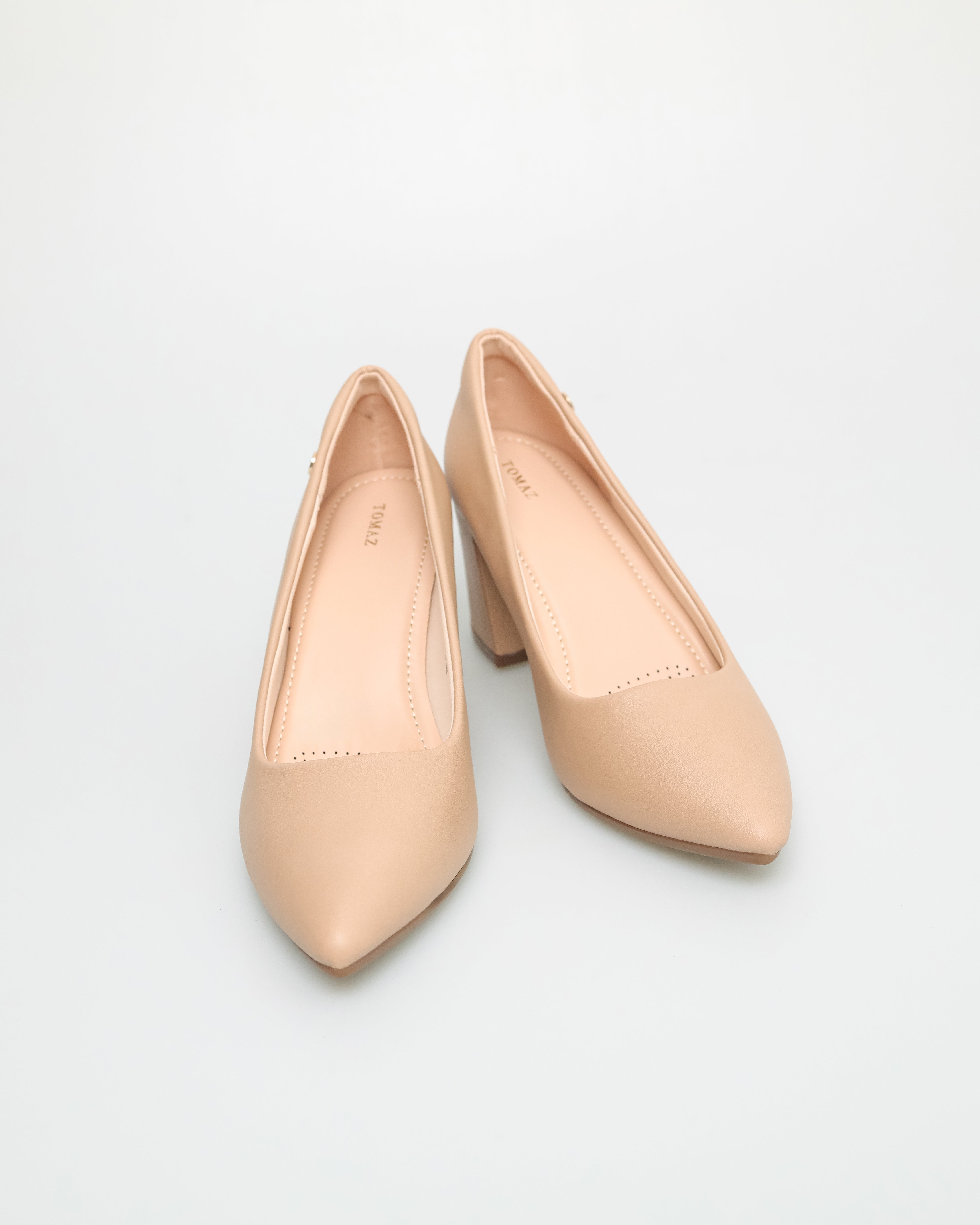 Tomaz NN328 Ladies Pointy Block Heels (Beige)