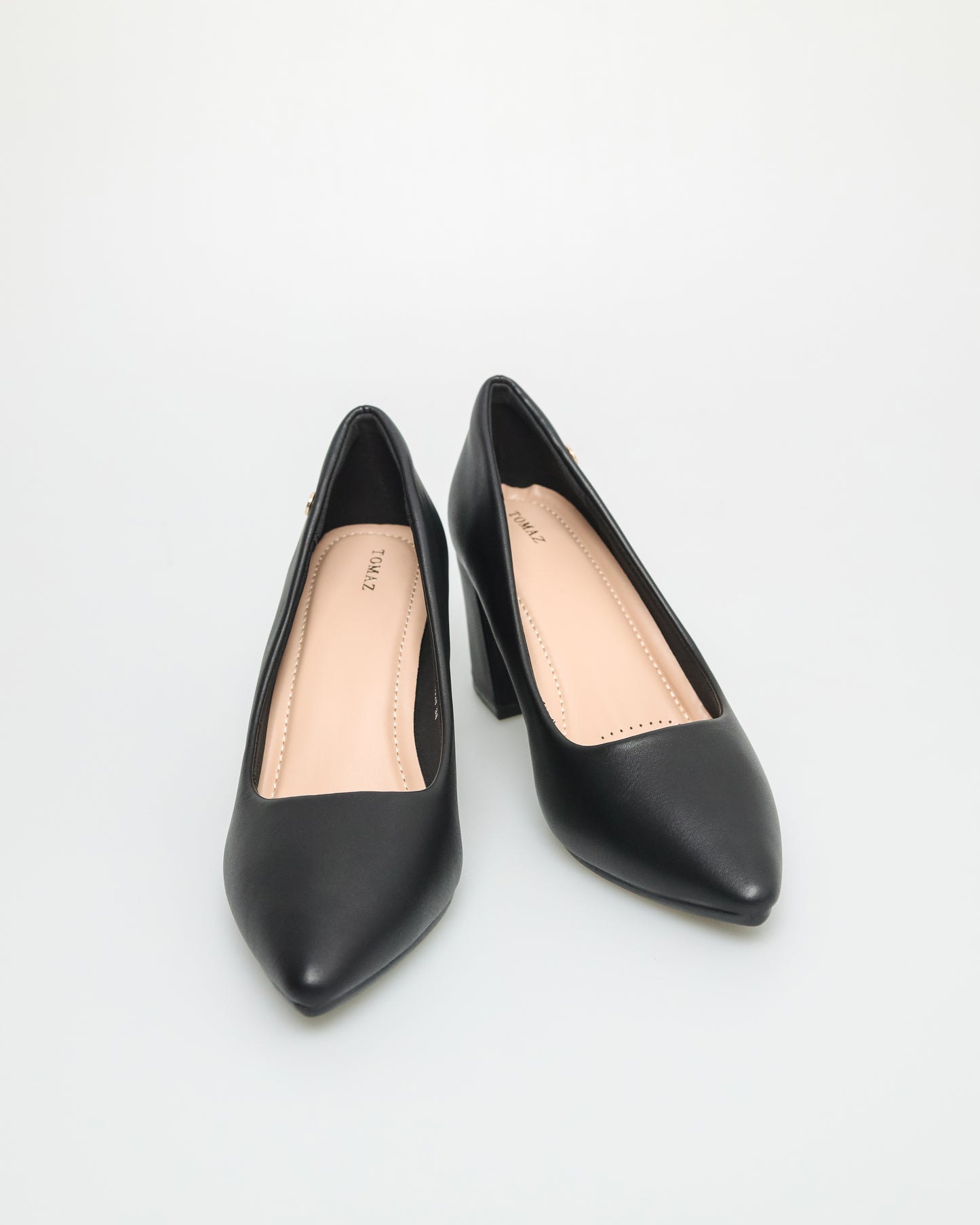 Tomaz NN328 Ladies Pointy Block Heels (Black)