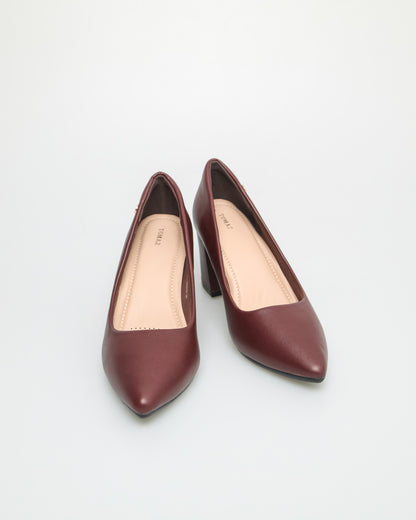 Tomaz NN328 Ladies Pointy Block Heels (Maroon)