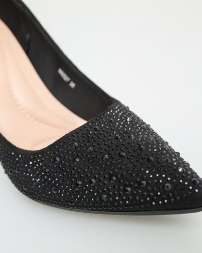 Tomaz NN327 Ladies Glitter High Heels (Black)