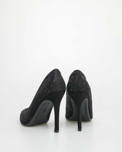 Tomaz NN327 Ladies Glitter High Heels (Black)