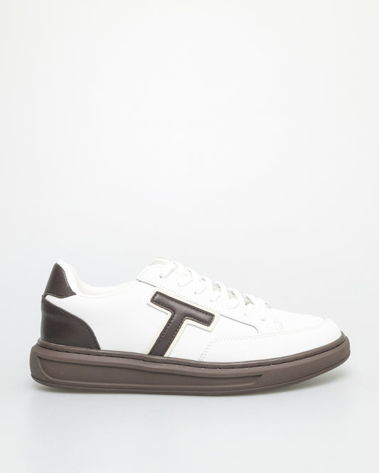 Tomaz TY016 Men's Urban Classic Sneakers (White/Coffee)