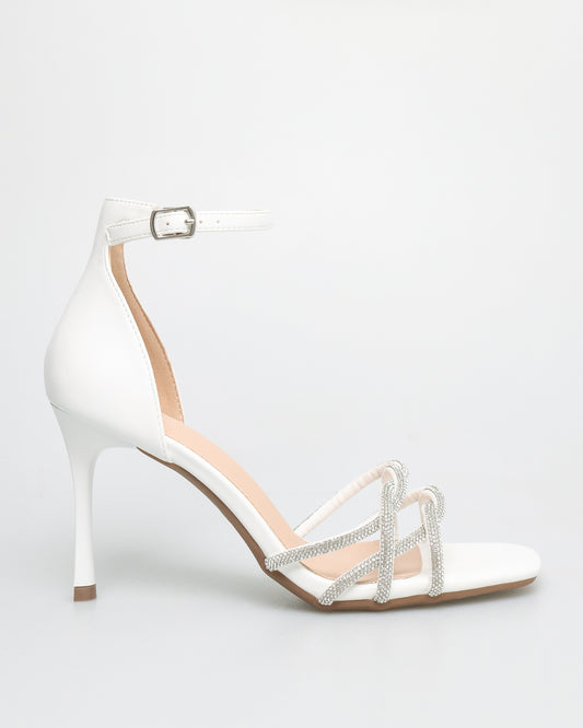 Tomaz NN290 Ladies Gemstone Strap Heels (White)