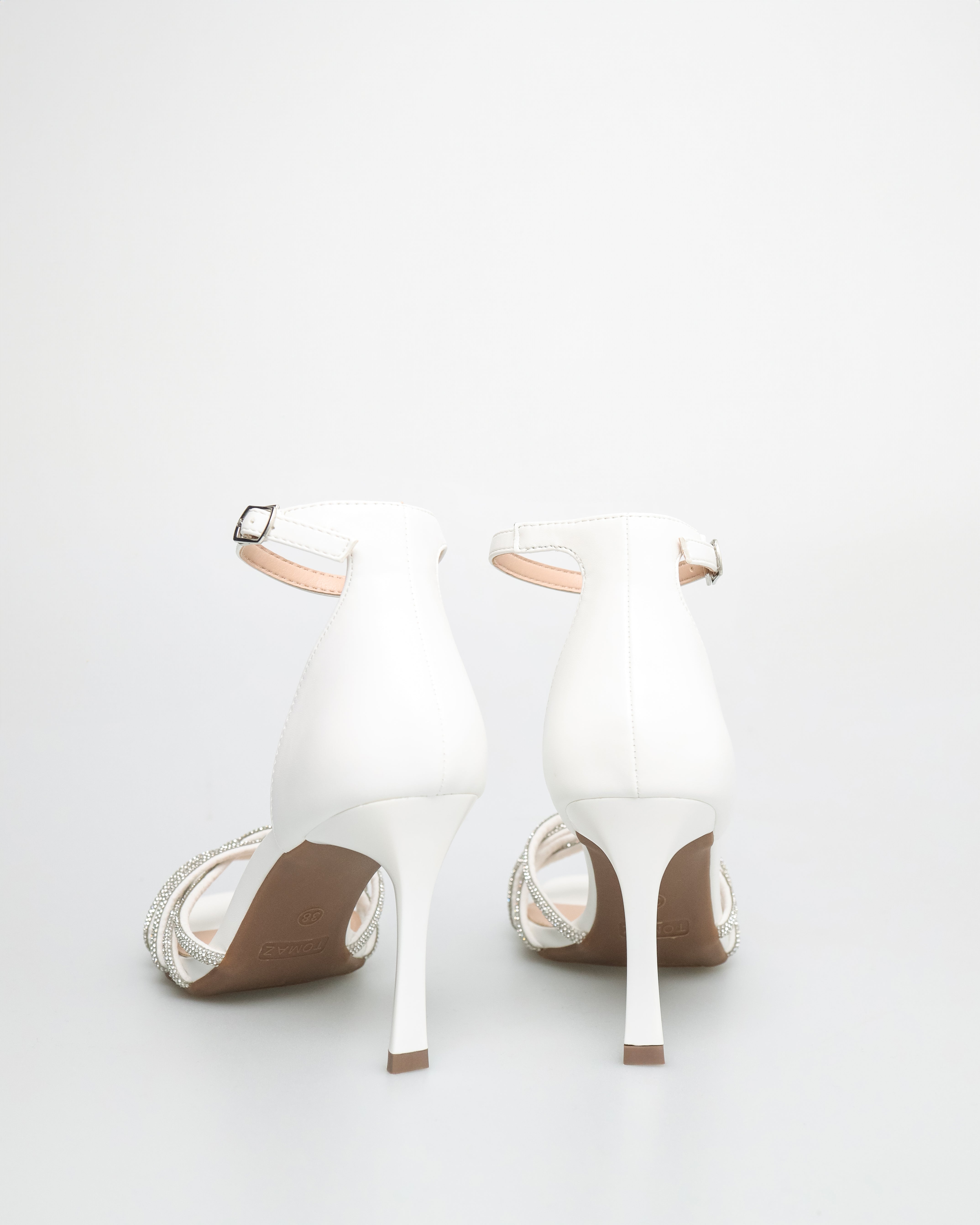 Tomaz NN290 Ladies Gemstone Strap Heels (White)