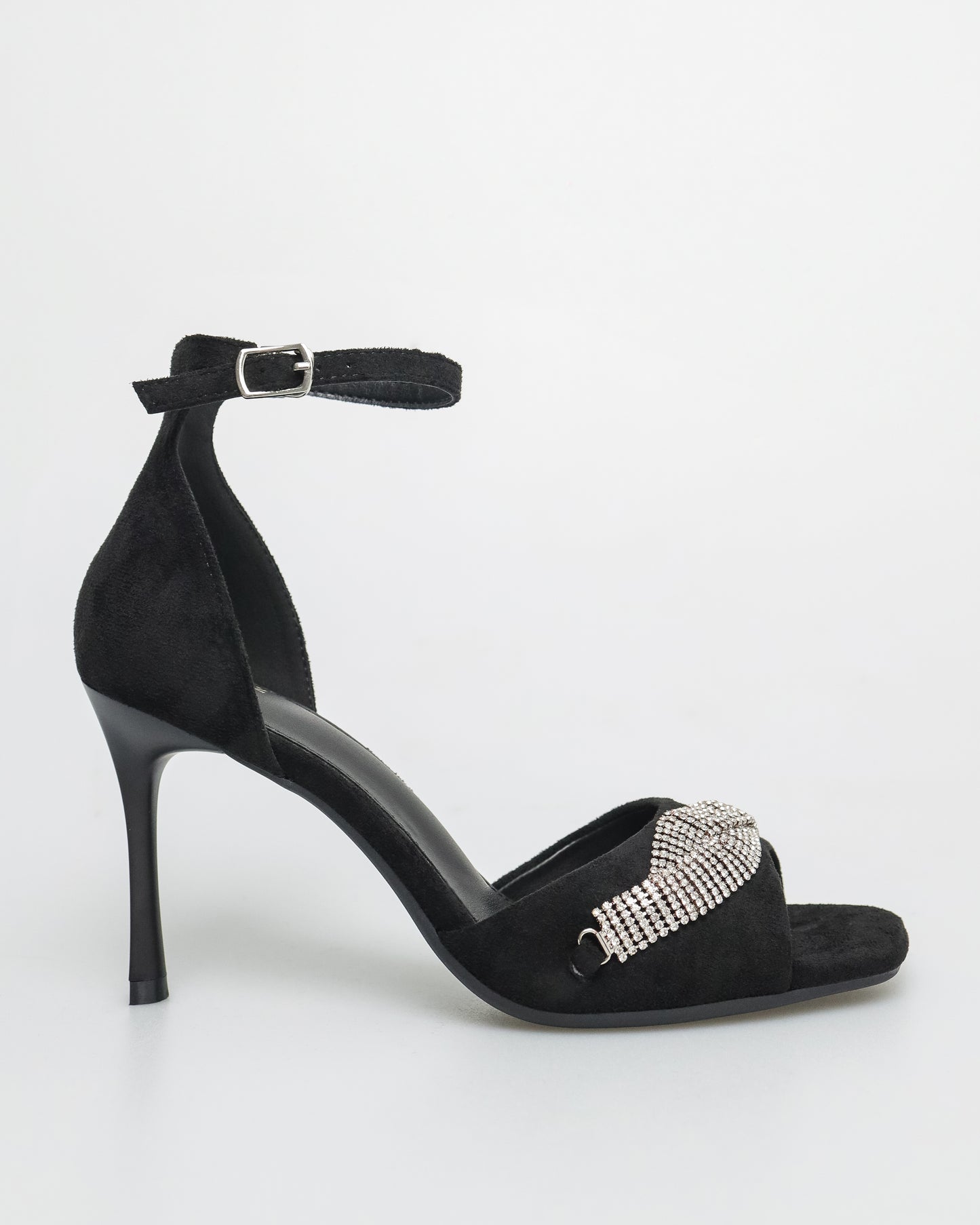 Tomaz NN291 Ladies Gemstone Anklestrap Heels (Black)