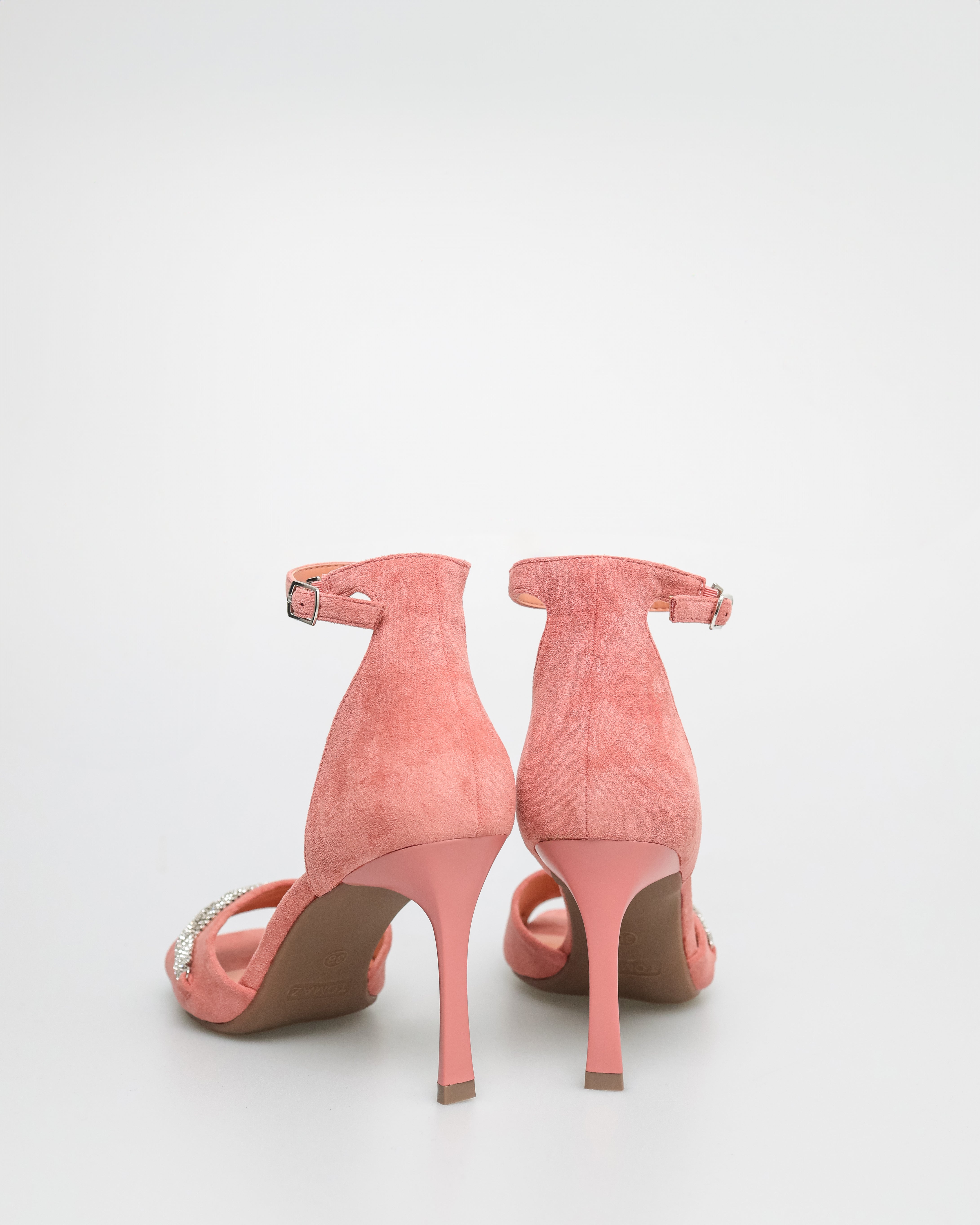 Tomaz NN291 Ladies Gemstone Anklestrap Heels (Peach)