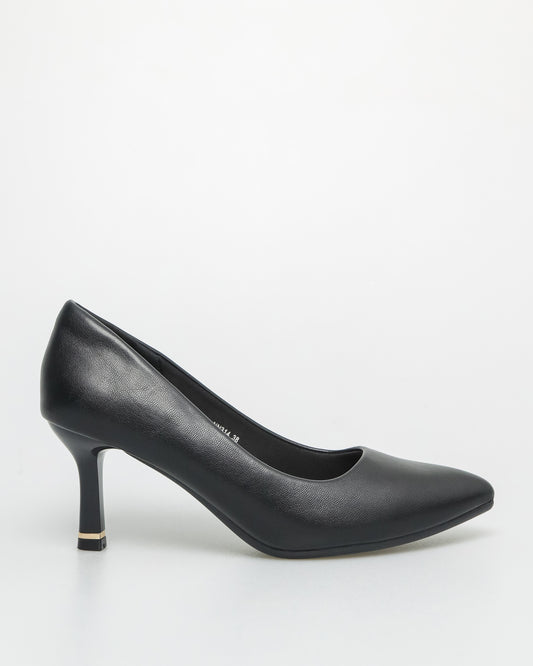 Tomaz NN314 Ladies Pointy Kitten Heels (Black)