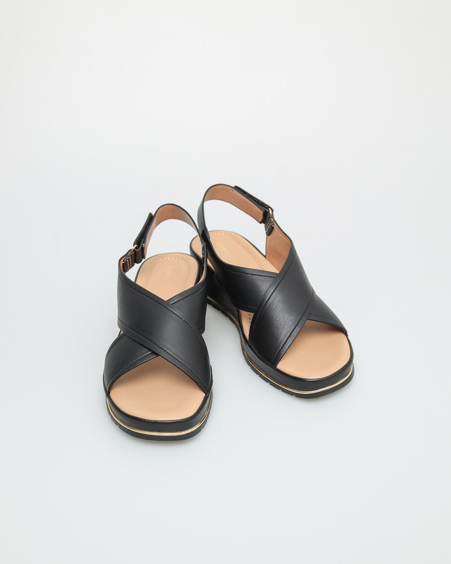 Tomaz NN325 Ladies Double Cross Strap Sandal (Black)