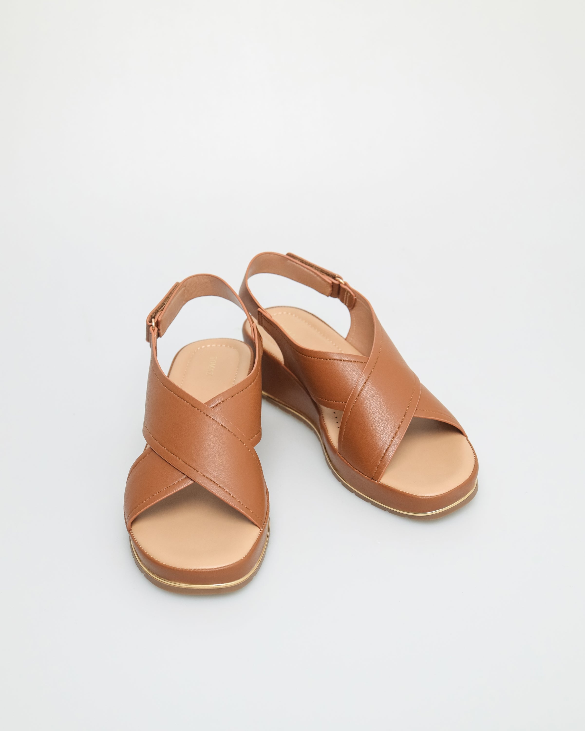 Tomaz NN325 Ladies Double Cross Strap Sandal (Brown)