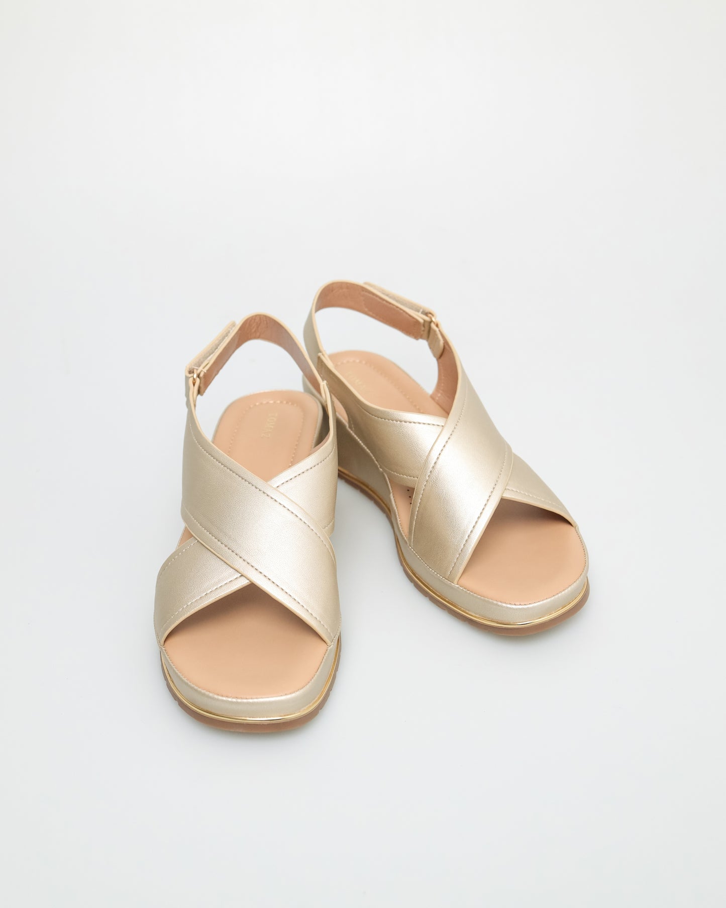 Tomaz NN325 Ladies Double Cross Strap Sandal (Gold)