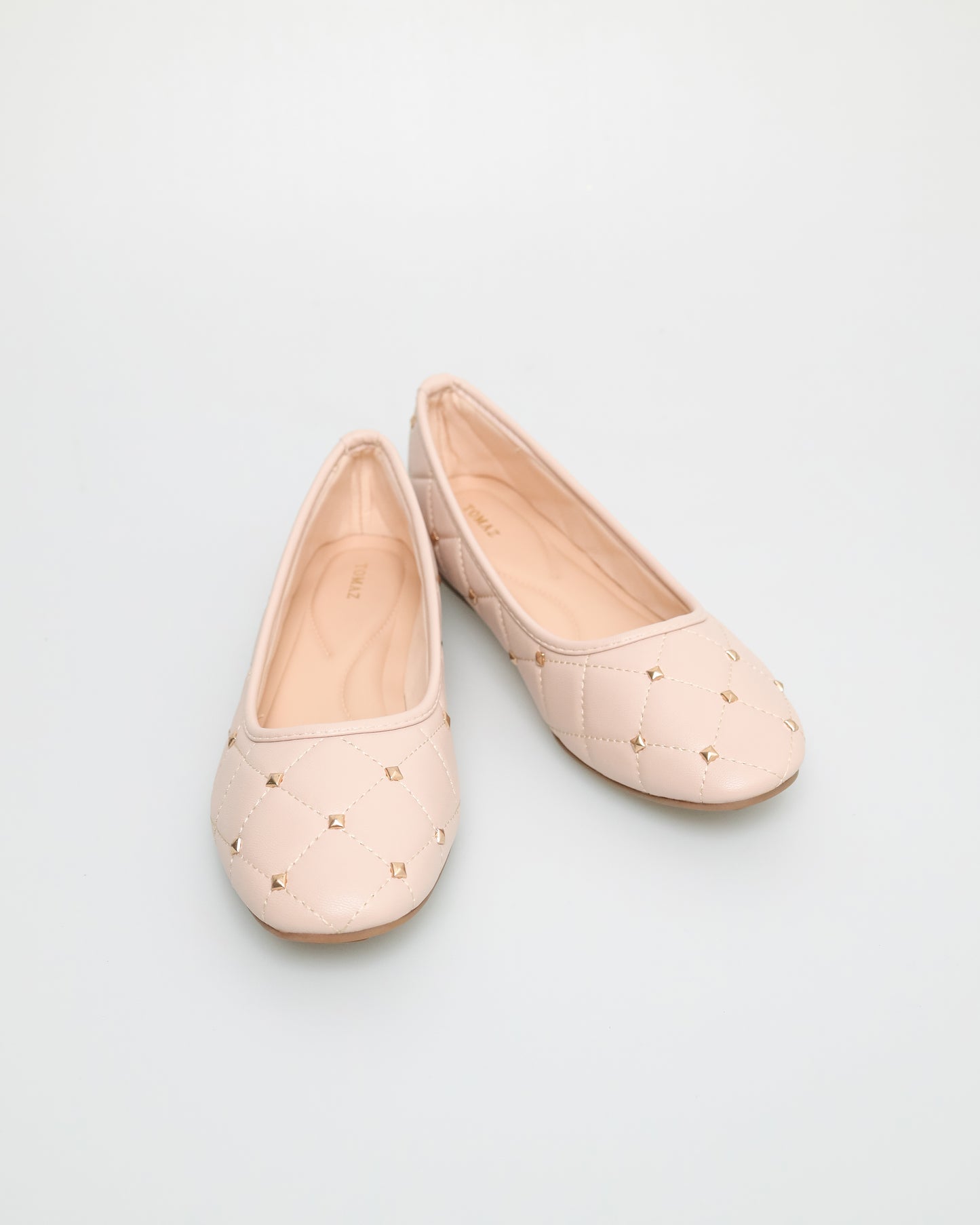 Tomaz NN336 Ladies Quilted Flats (Nude)