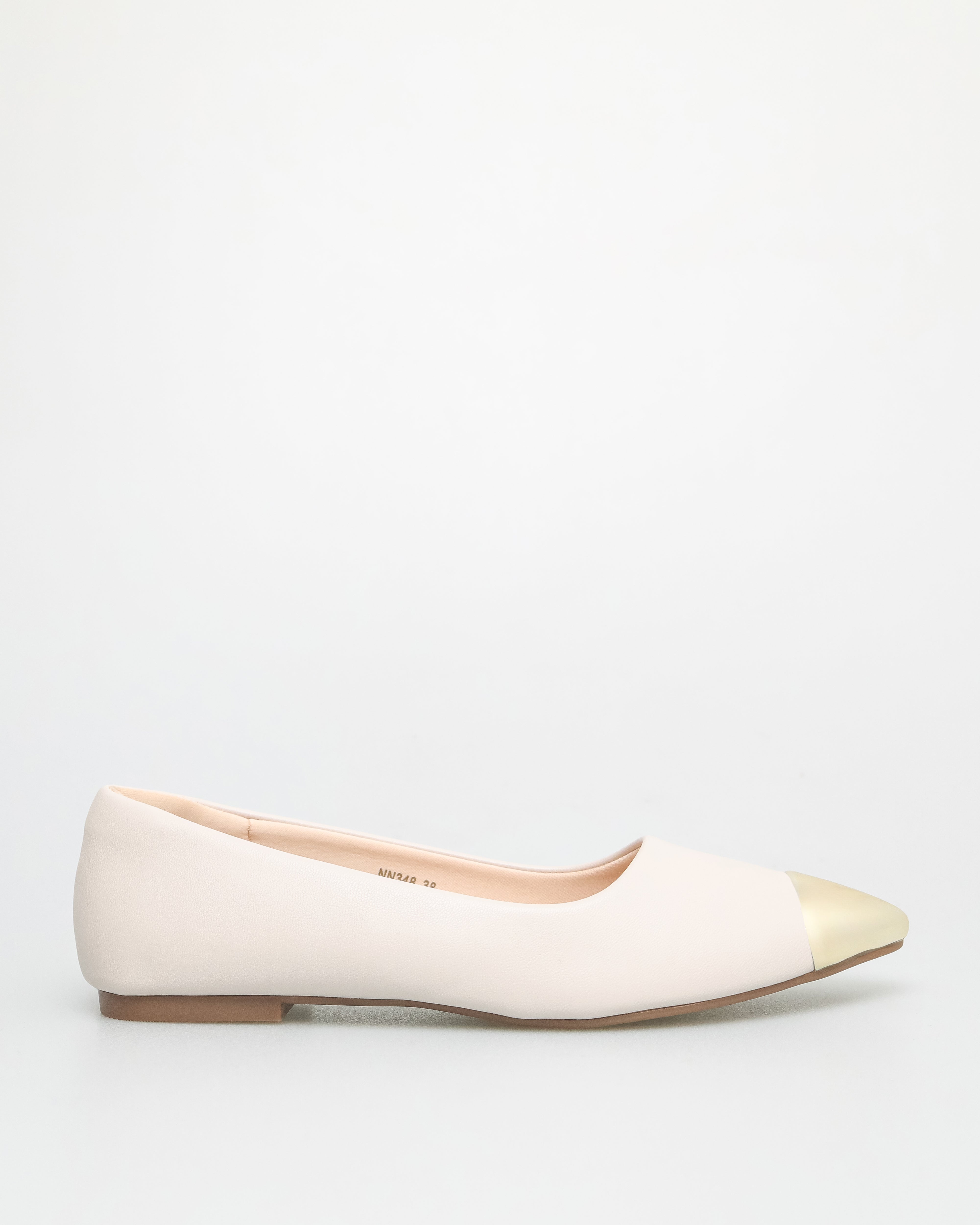 Tomaz NN348 Ladies Silver Cap Toe Flats (Cream)