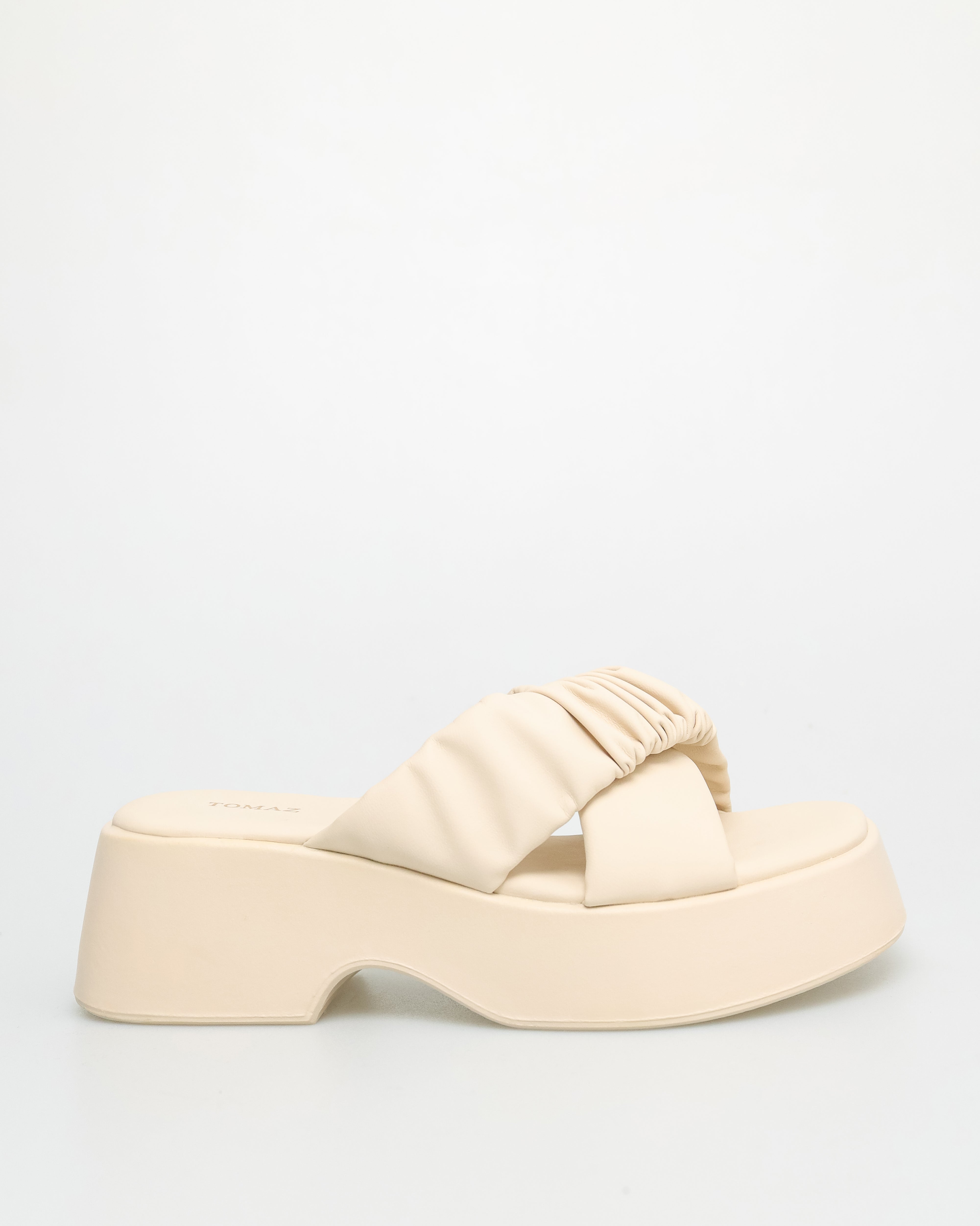 Tomaz YX156 Ladies Crossover Scrunchie Sandals (Cream)