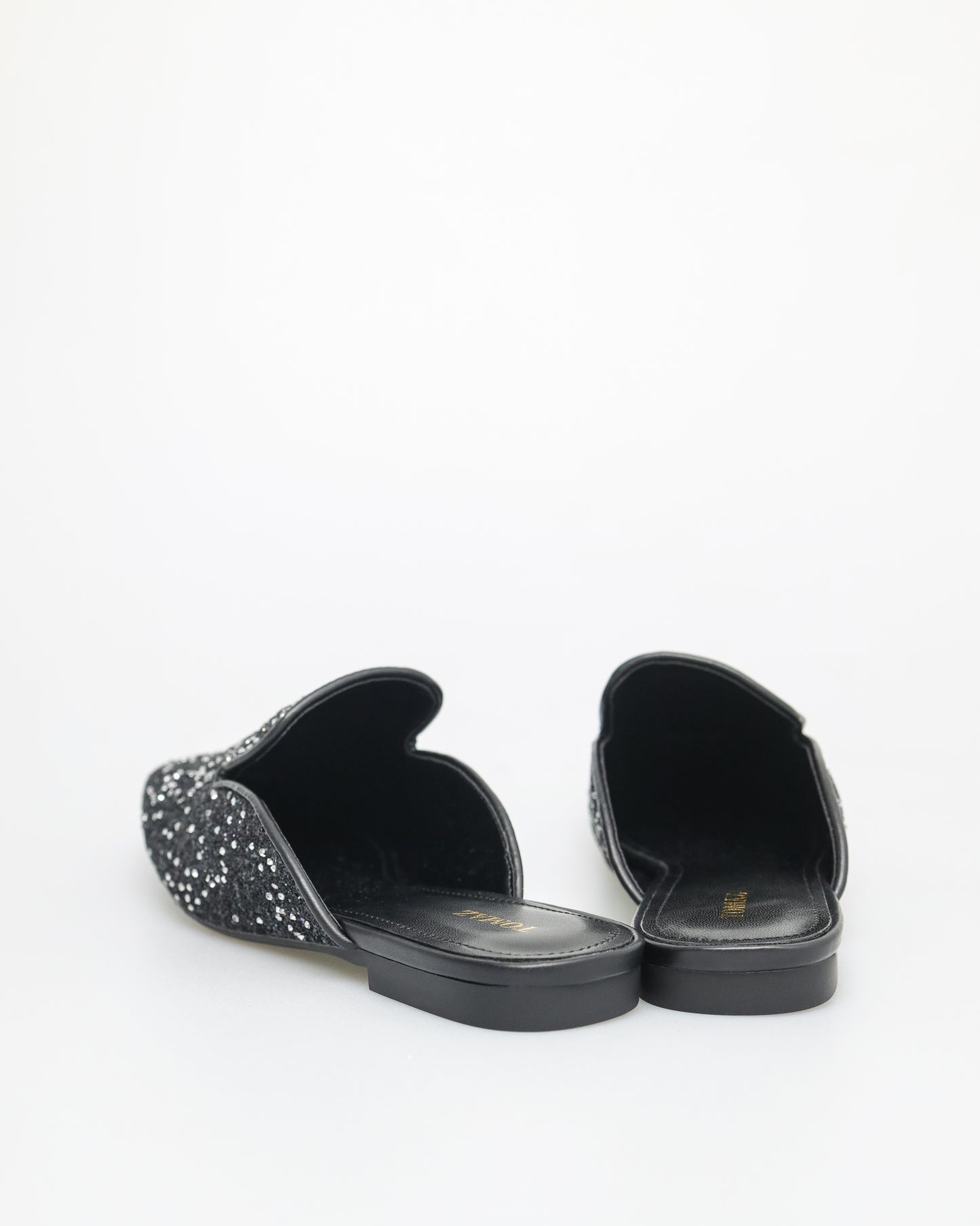 Tomaz FL086 Ladies Glitter Mules (Black)