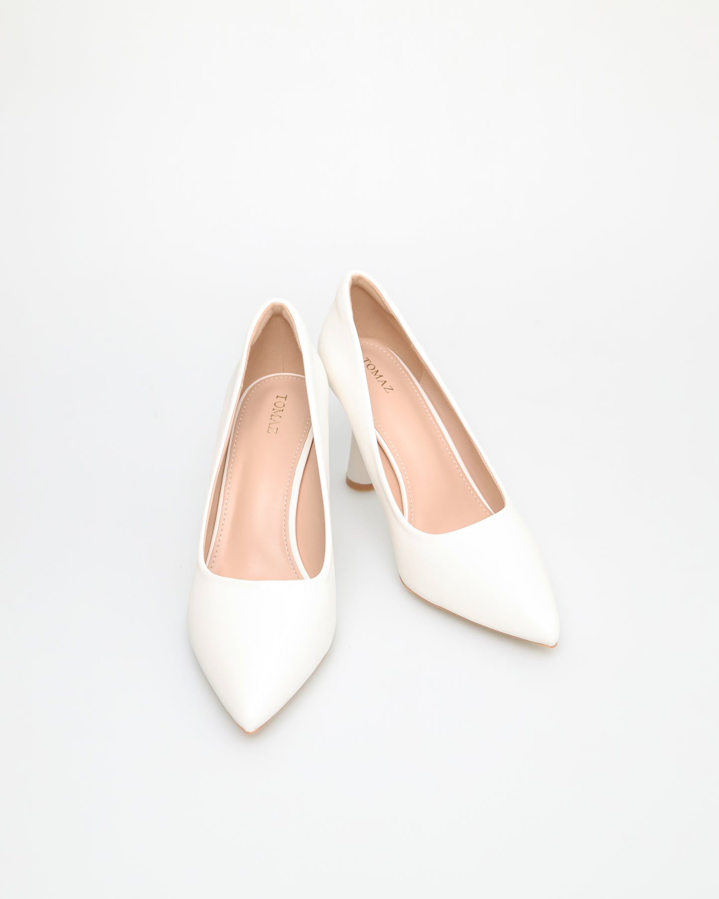 Tomaz FL073 Ladies Flared Heels (White)