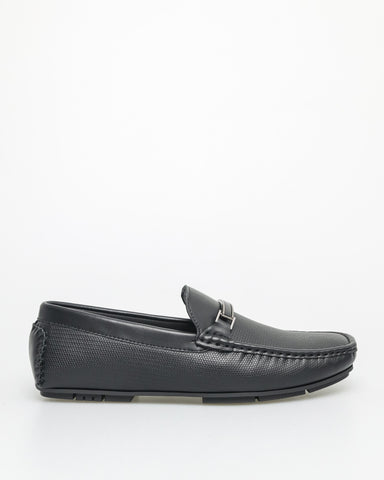 Tomaz C615 Moccasins Black Streamline Buckle Lelaki