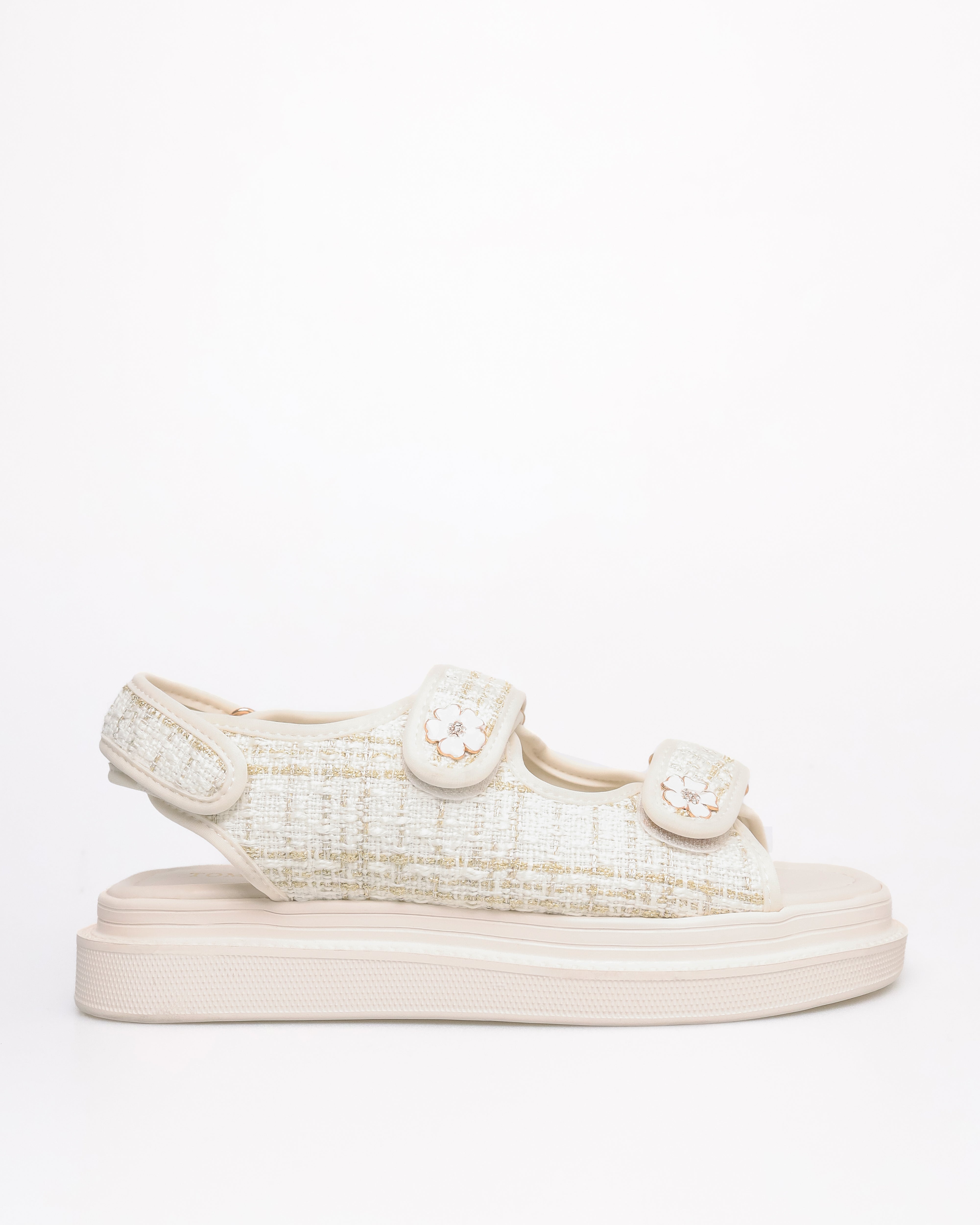 Tomaz YX165 Ladies Fabric Sandals (White)