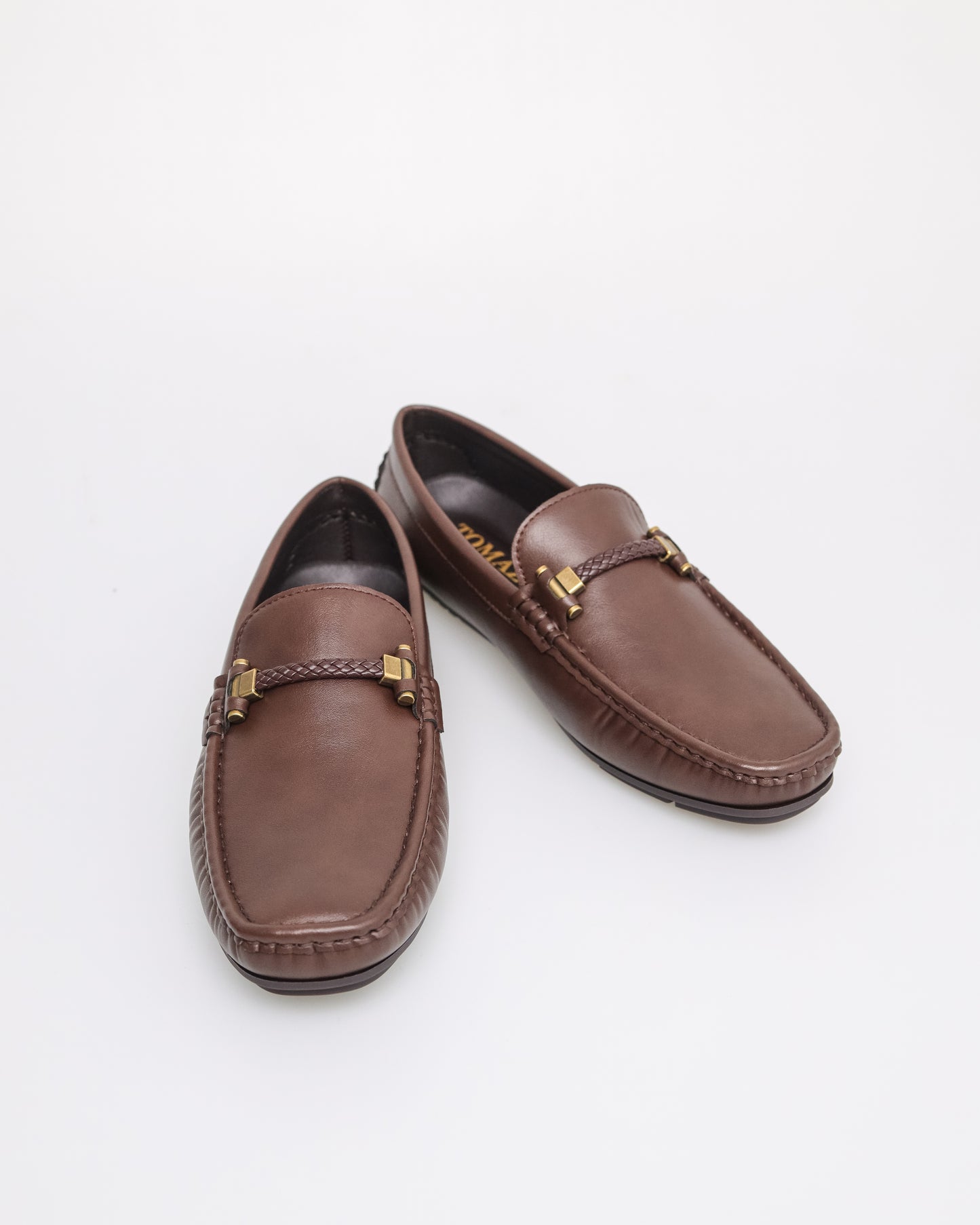 Tomaz C620 Men's Knit Accent Buckle Moccasins (Coffee)