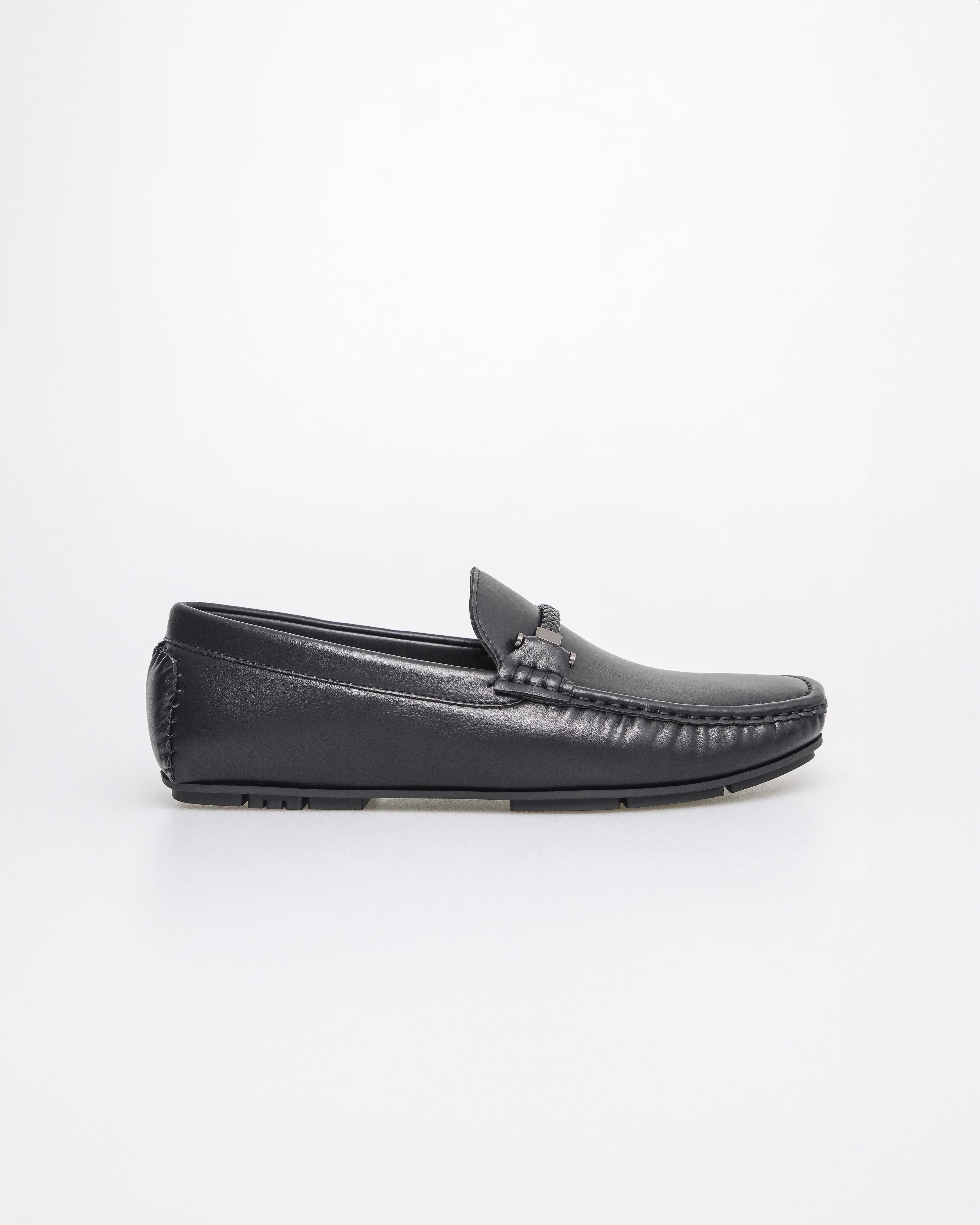 Tomaz C620 Men's Knit Accent Buckle Moccasins (Black)