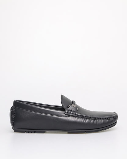 Tomaz C620 Men's Knit Accent Buckle Moccasins (Black)