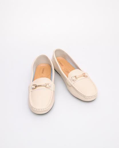 Tomaz YX200 Ladies Buckle Flats (Cream)