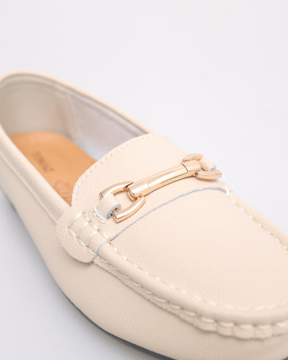 Tomaz YX200 Ladies Buckle Flats (Cream)