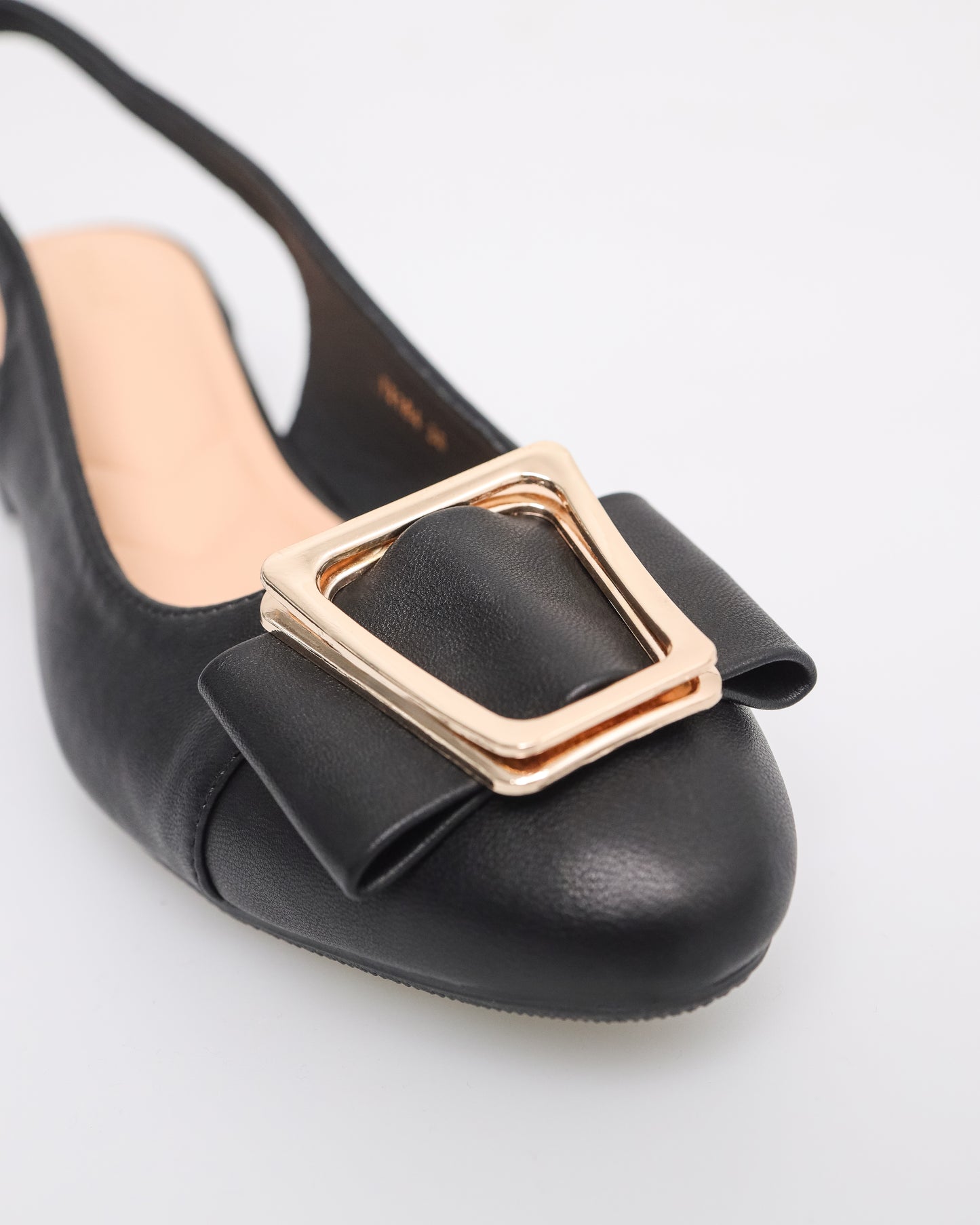 Tomaz YX184 Ladies Metallic Buckle Slingbacks (Black)