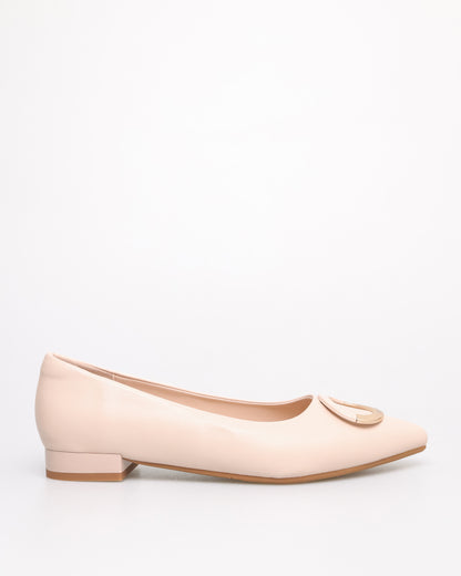 Tomaz YX180 Ladies Bohemian Buckle Flats (Nude)