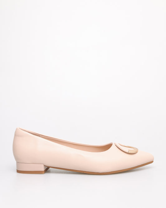 Tomaz YX180 Ladies Bohemian Buckle Flats (Nude)