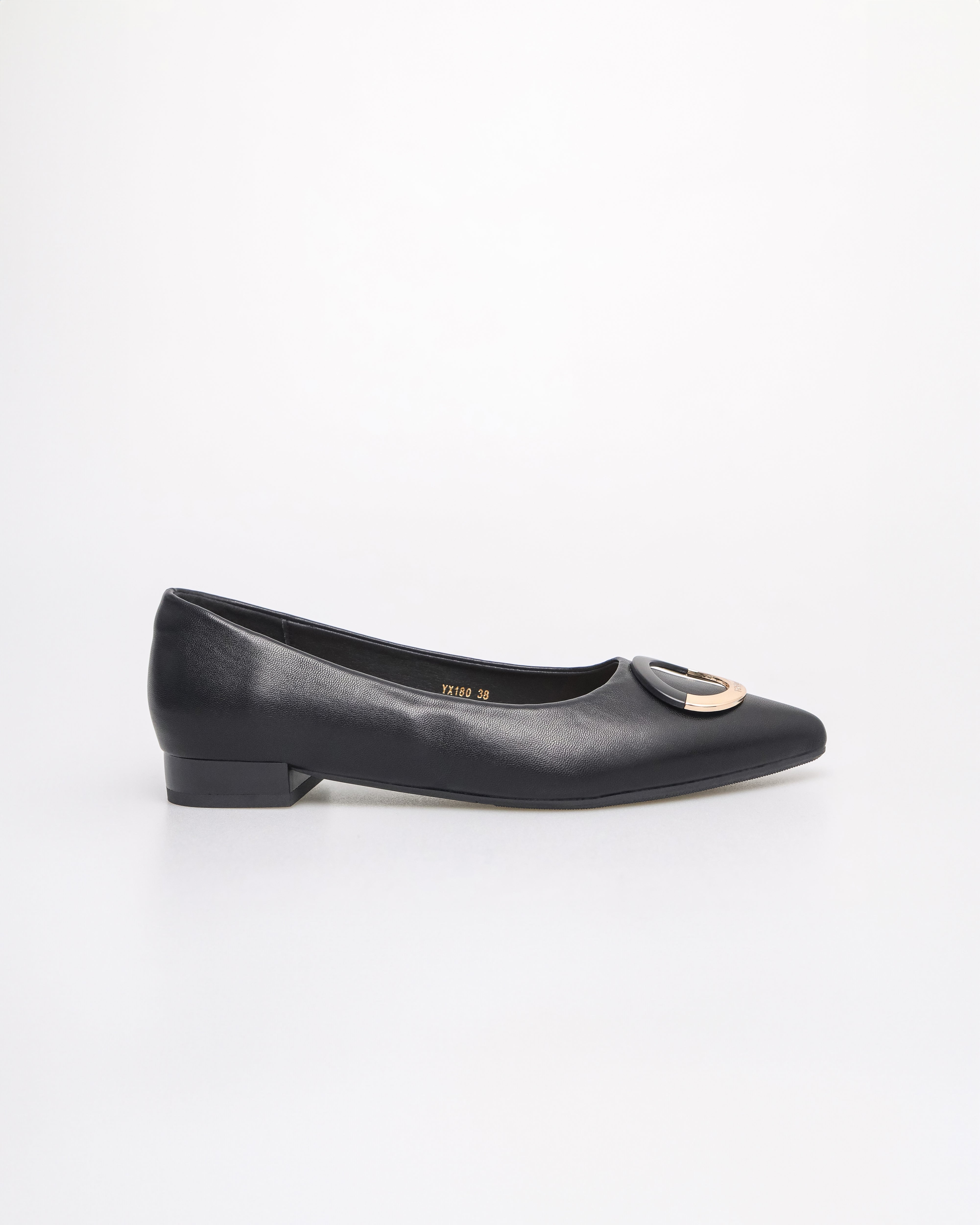 Tomaz YX180 Ladies Bohemian Buckle Flats (Black)