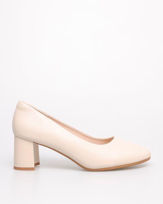 Tomaz YX178 Ladies Formal Block Heels (Cream)