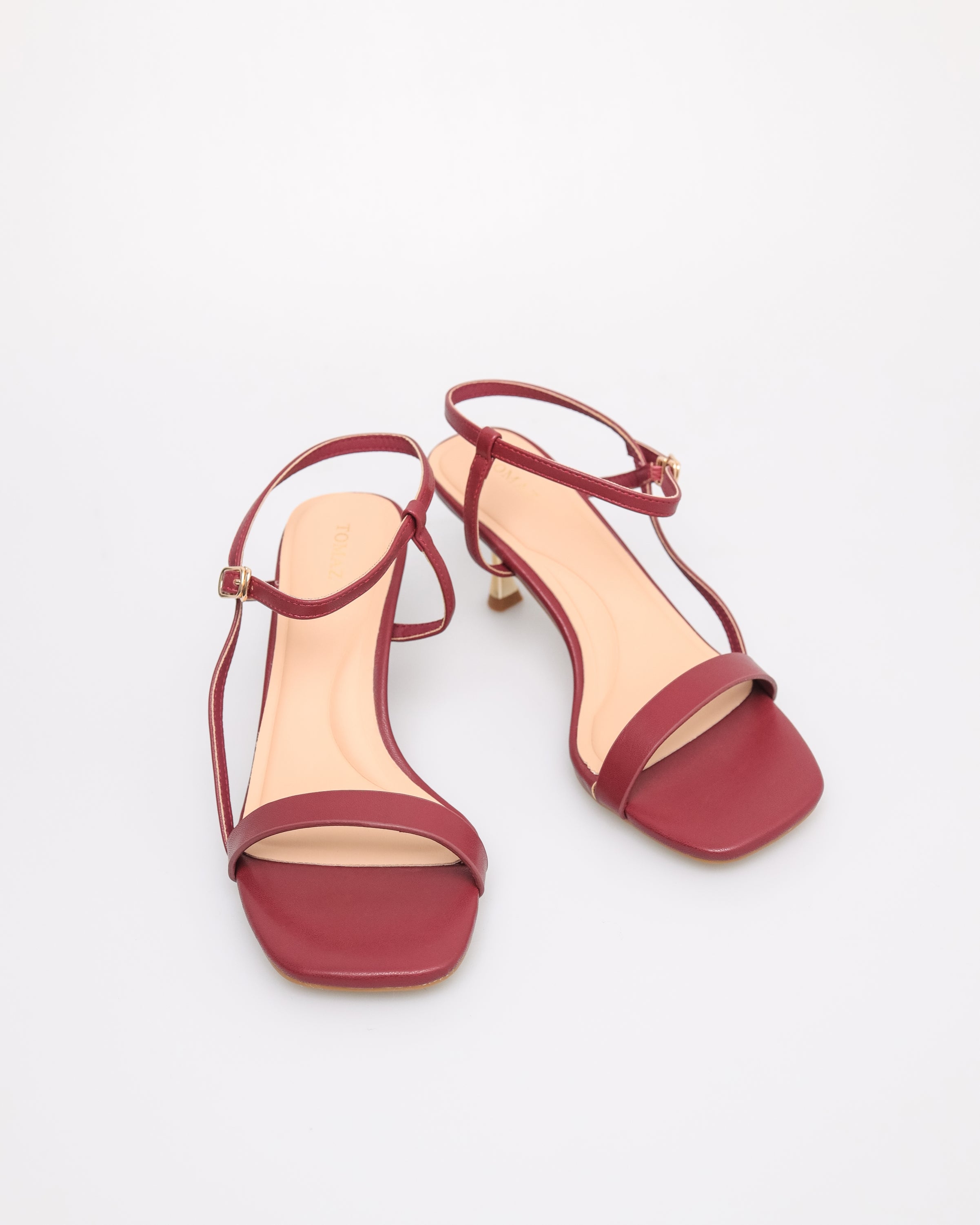 Maroon strappy heels best sale