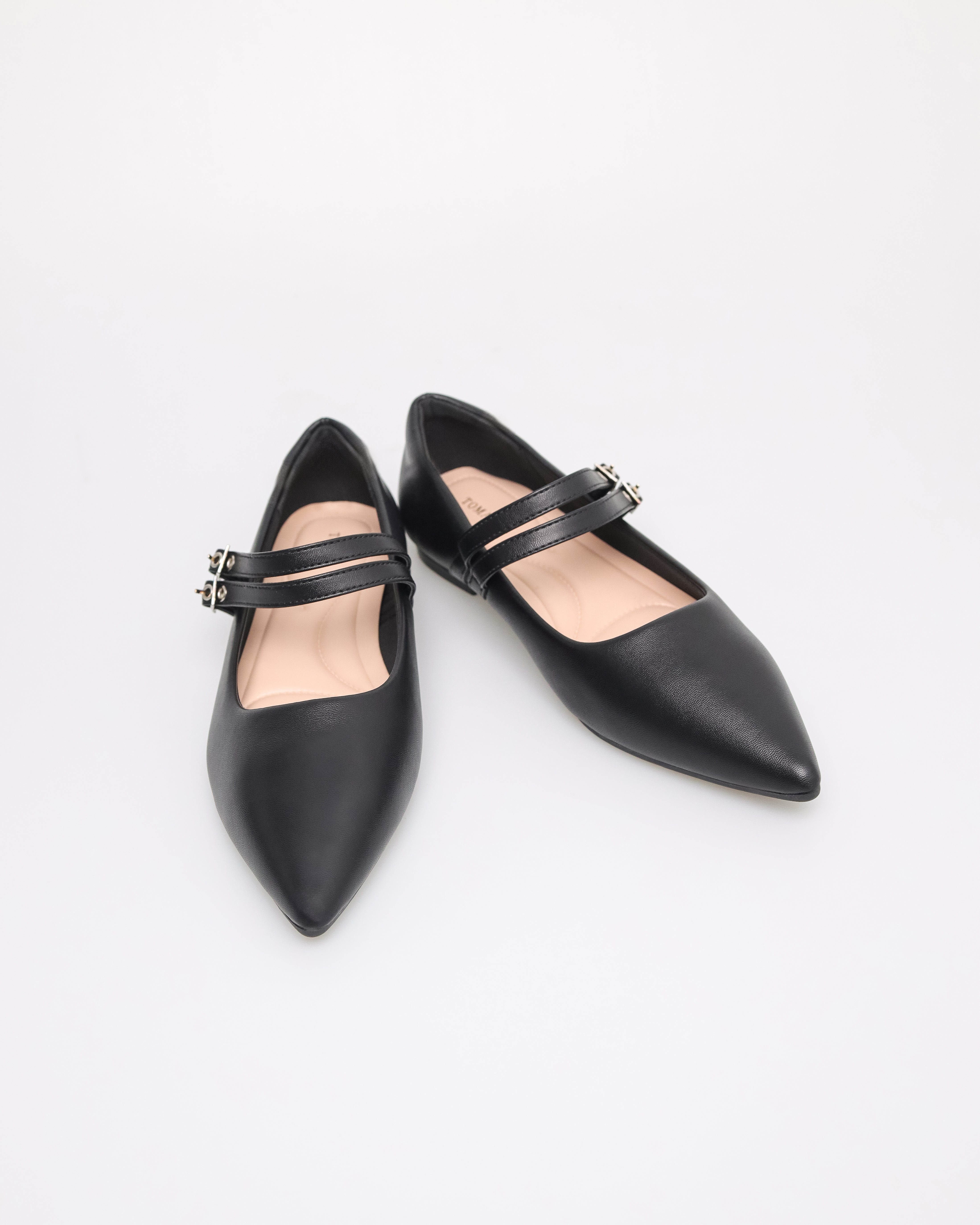 Tomaz NN361 Ladies Ballerina Buckle Flats (Black)