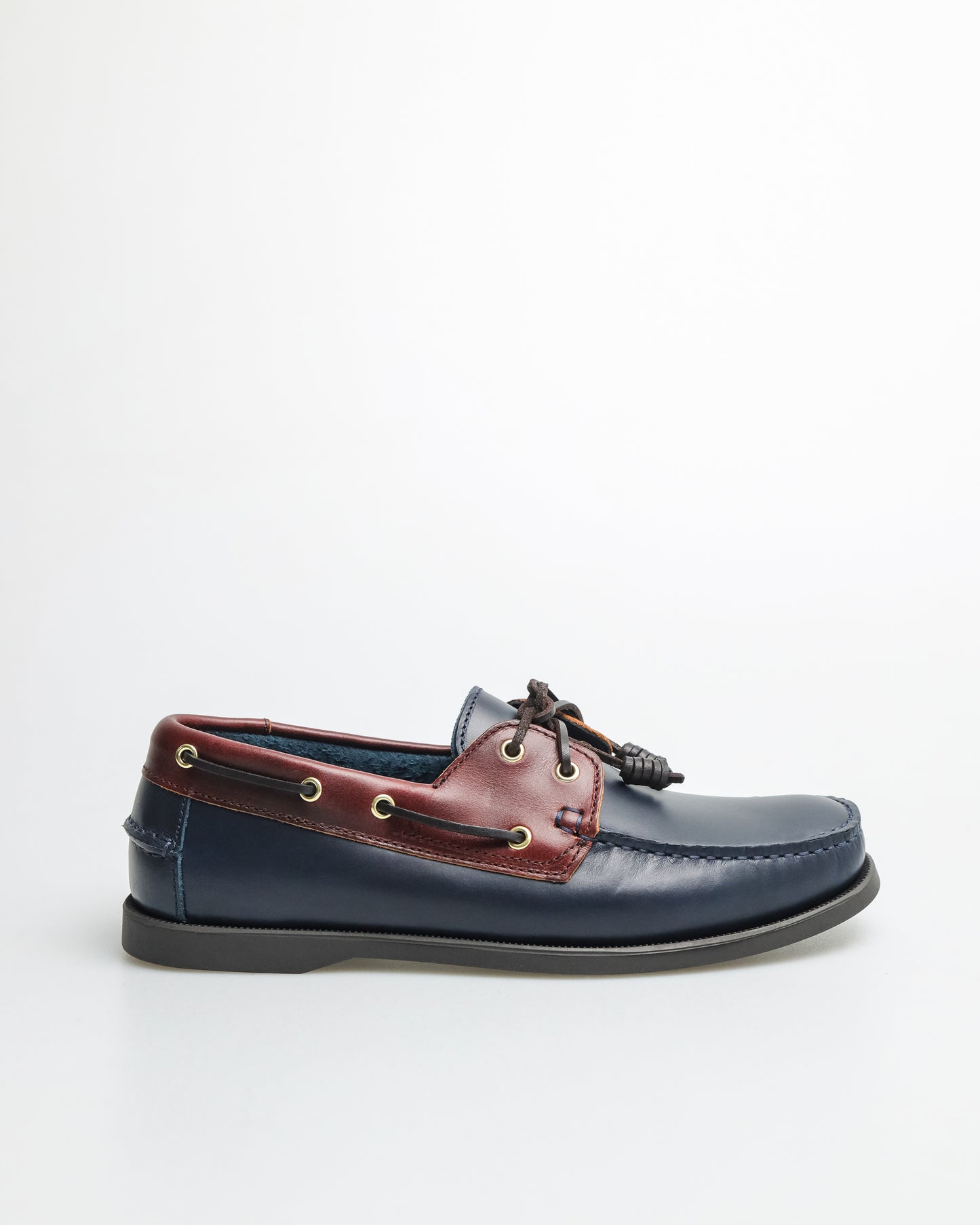 Tomaz C328 Men's Leather Boat Shoes (Navy/Wine)