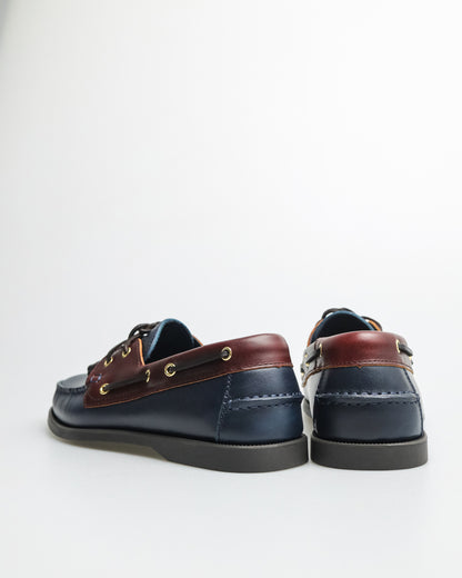 Tomaz C328 Men's Leather Boat Shoes (Navy/Wine)