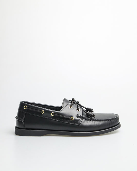 Tomaz C328 Men's Leather Boat Shoes (Black)
