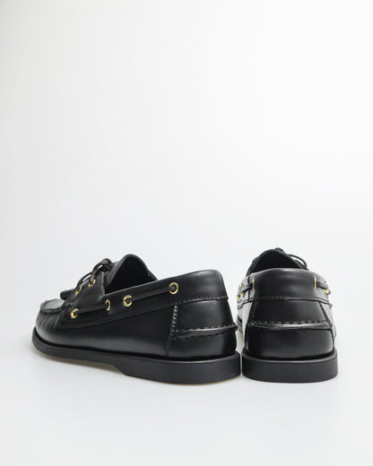 Tomaz C328 Men's Leather Boat Shoes (Black)