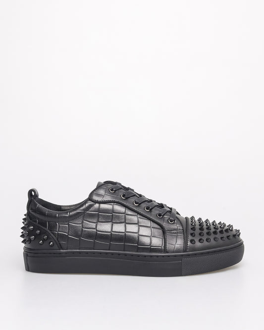 Tomaz C553A Men's Quilted Rebel Studded Sneakers (Black)