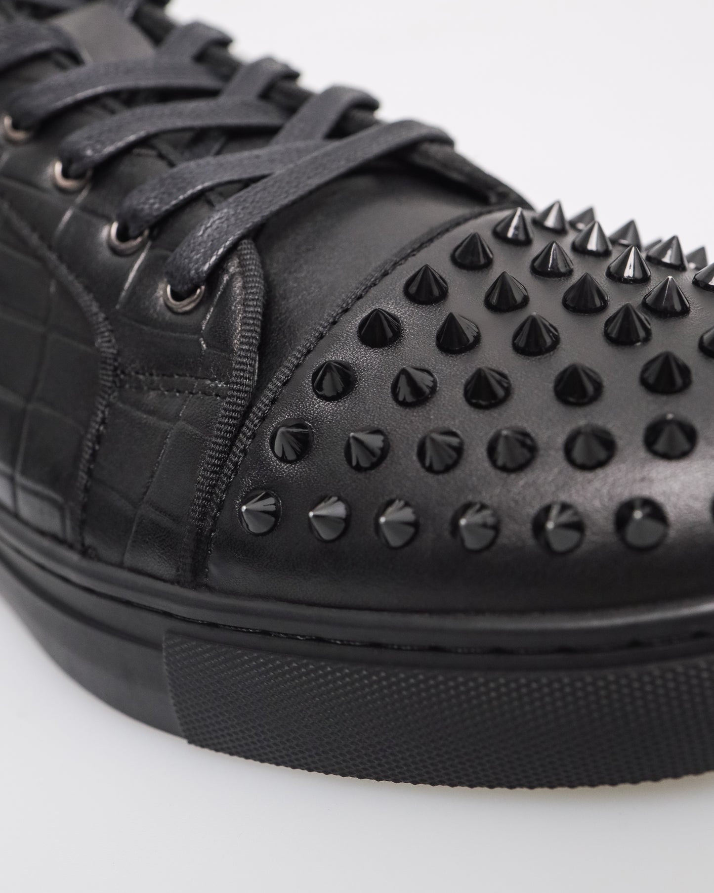 Tomaz C553A Men's Quilted Rebel Studded Sneakers (Black)