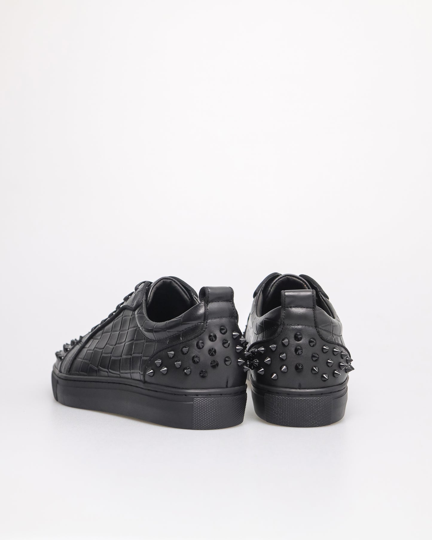 Tomaz C553A Men's Quilted Rebel Studded Sneakers (Black)