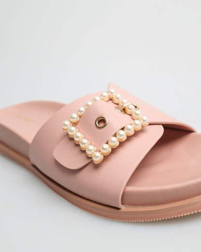 Tomaz YX134 Ladies Pearl Buckle Sandals (Pink)