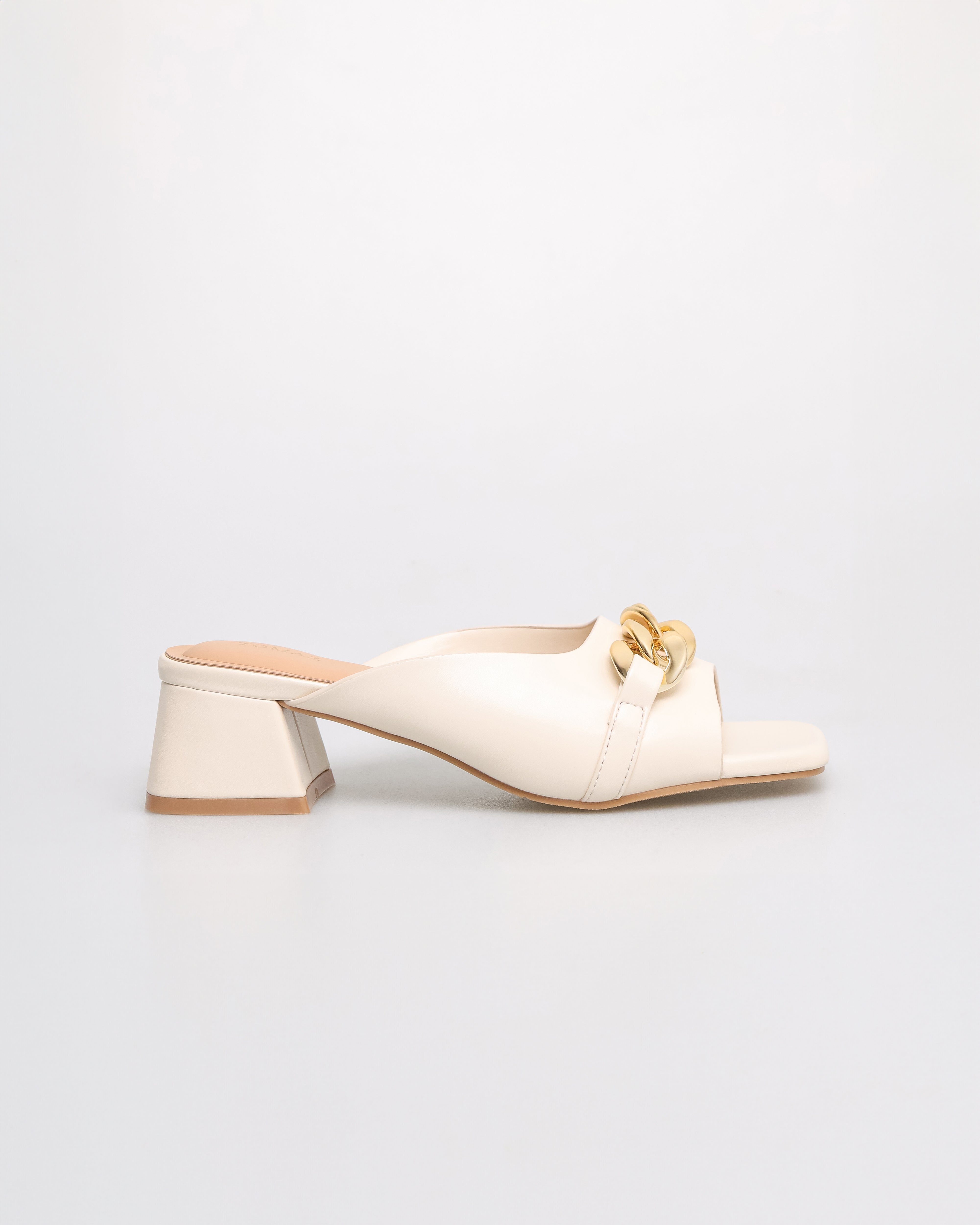 Tomaz YX179 Ladies Gold Buckle Heels (Cream)