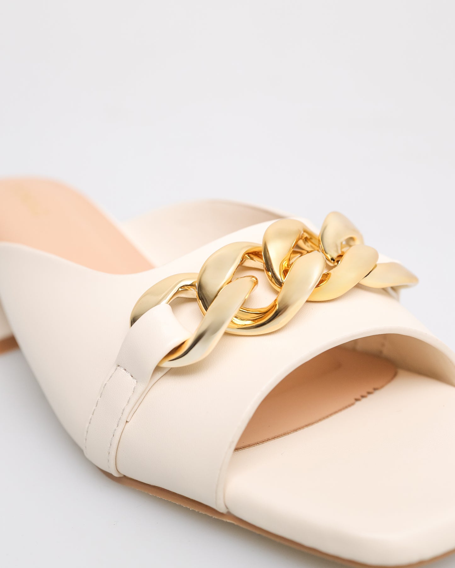 Tomaz YX179 Ladies Gold Buckle Heels (Cream)