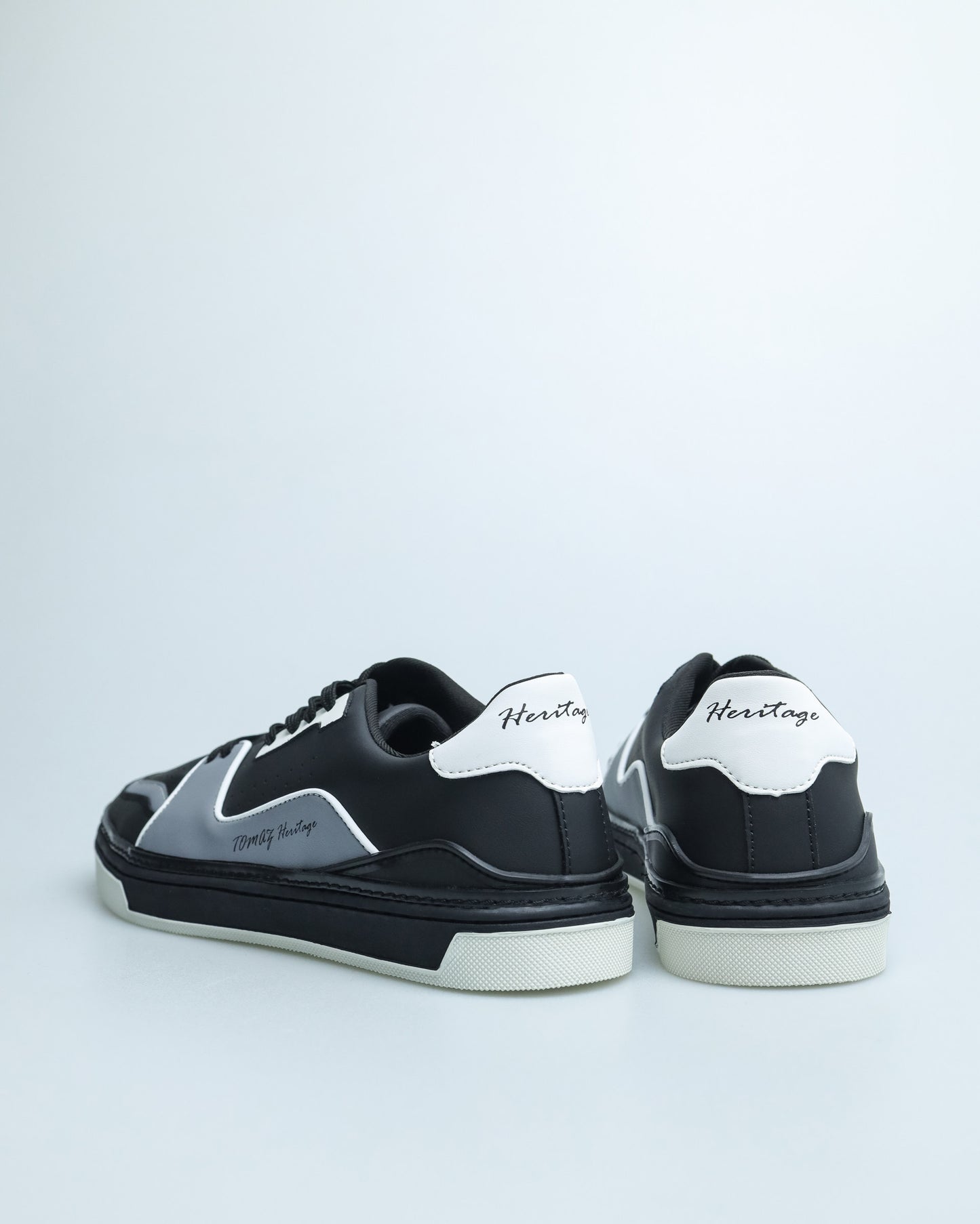 Tomaz TY006 Men's Court Sneakers (Black/Grey)