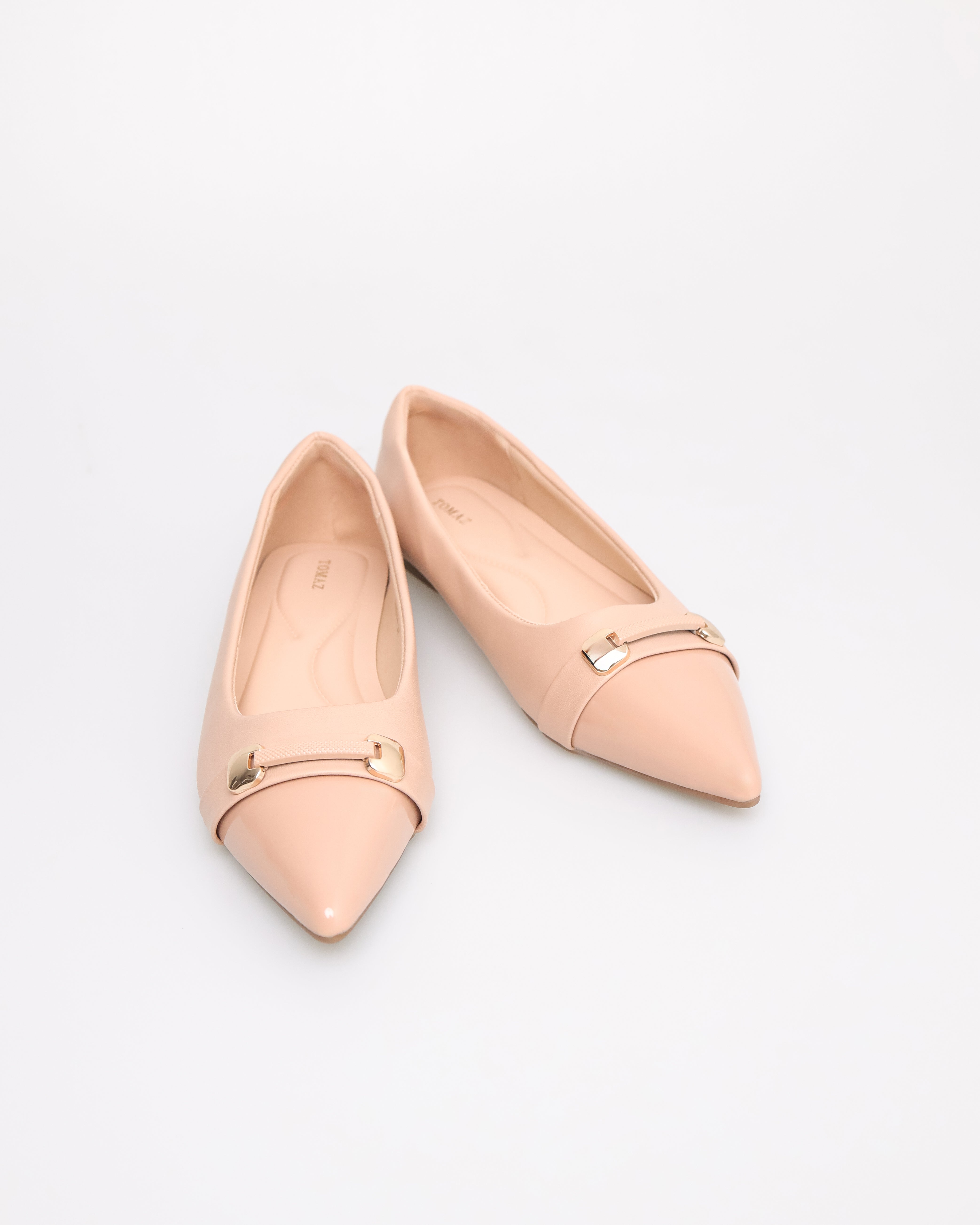 Tomaz NN374 Ladies Pointy Elegance Band Flats (Beige)