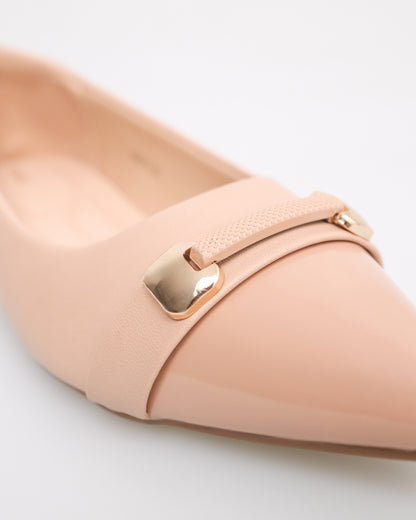 Tomaz NN374 Ladies Pointy Elegance Band Flats (Beige)