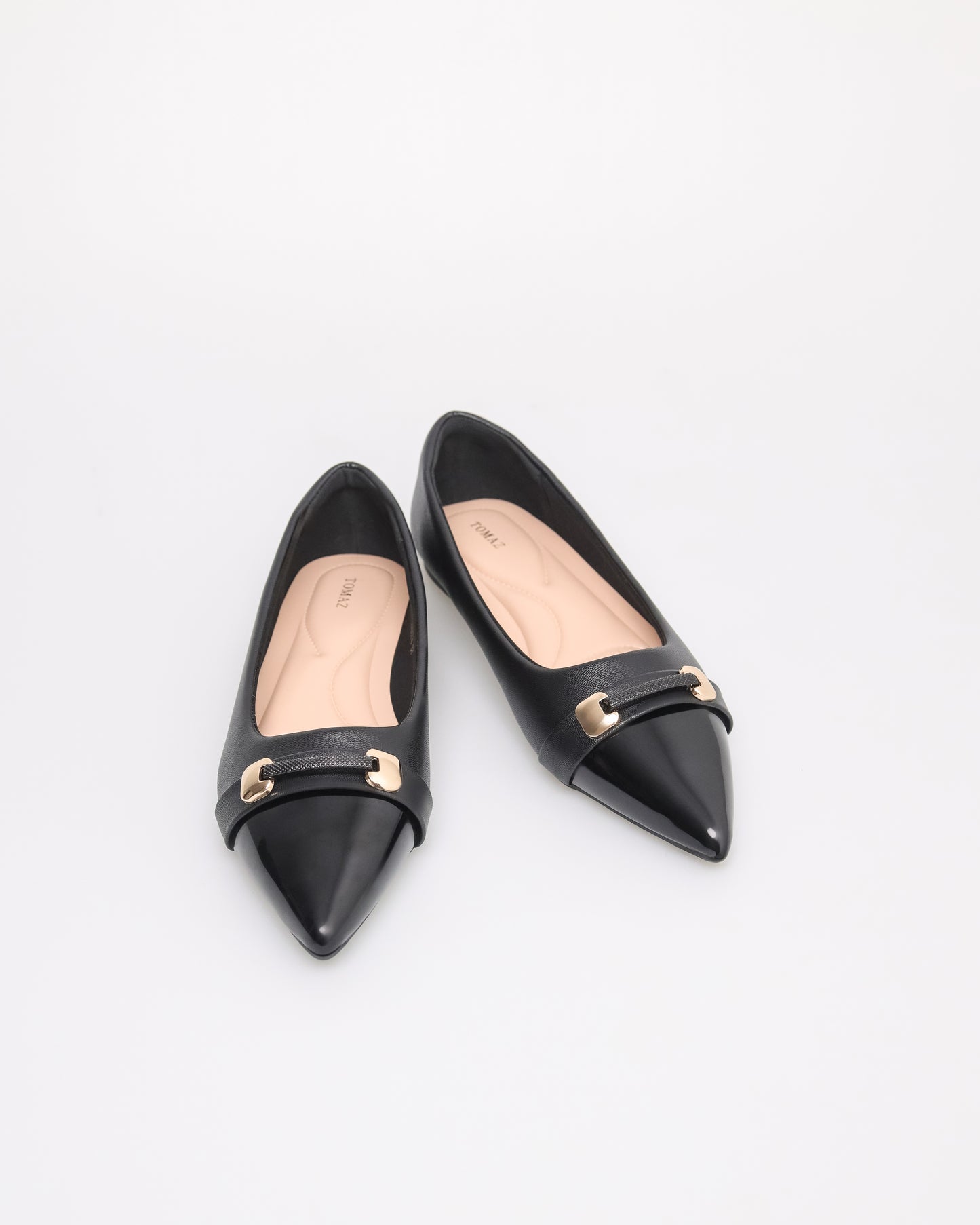 Tomaz NN374 Ladies Pointy Elegance Band Flats (Black)